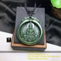 Phật Quan Âm ngọc bích Canada tạc tay tinh xảo, KT 51mm - Ảnh 8