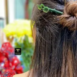 Trâm cài tóc hoa mai Ngọc bích chạm trổ tinh xảo