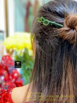 Trâm cài tóc hoa mai Ngọc bích chạm trổ tinh xảo - Ảnh 14