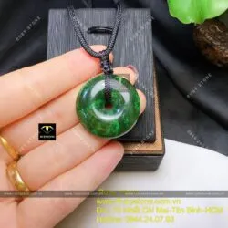 Mặt dây chuyền đồng điếu ngọc bích Canada xanh lý đậm, KT 28mm - Ảnh 3