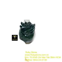 Nhẫn đầu rồng ngọc Cẩm thạch xanh đen - Hình ảnh 2