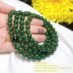 Vòng chuỗi Ngọc bích 108 hạt 8 ly xanh lý đậm - Ảnh 11