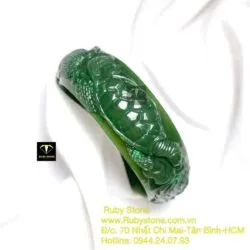 Vòng bản ngọc bích Canada chạm Tứ linh phong thuỷ (Long-Lân-Quy-Phụng), bản 25mm - Hình ảnh 3