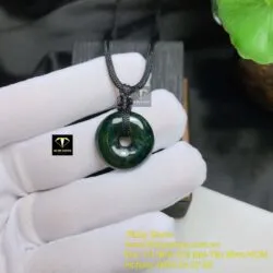 Đồng điếu ngọc Cẩm thạch xanh đen đậm, KT 22mm - Ảnh 5