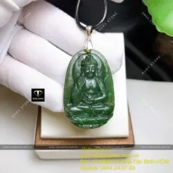 A Di Đà - Phật bản mệnh tuổi Tuất - Hợi ngọc bích, kích thước 42mm - Hình ảnh 3