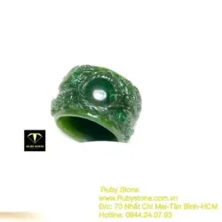 Nhẫn song Long chầu nguyệt ngọc bích Canada, bản 18mm - Ảnh 8