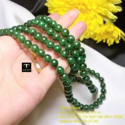 Vòng chuỗi Ngọc bích 108 hạt 8 ly xanh lý đậm - Ảnh 8
