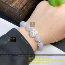 Vòng chuỗi Cẩm thạch tử la lan mix charm bạc - Ảnh 5