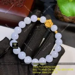 Vòng chuỗi Cẩm thạch tử la lan, mix charm vàng liên hoa 24k - Hình ảnh 6