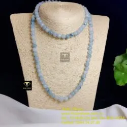 Vòng cổ ngọc Cẩm thạch phiêu lam hoa 108 hạt - Hình ảnh 2