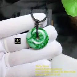 Đồng điếu ngọc Cẩm thạch sơn thuỷ xanh lý - Ảnh 7