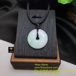Đồng điếu ngọc Cẩm thạch trắng điểm lý chạm hoa mẫu đơn, ĐK 27mm - Ảnh 3