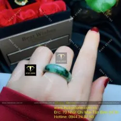 Nhẫn ngọc Cẩm thạch sơn thuỷ kính (jadeite A)
