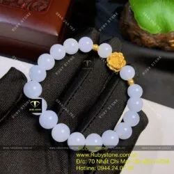 Vòng chuỗi Cẩm thạch tử la lan, mix charm vàng liên hoa 24k - Hình ảnh 5