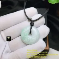Đồng điếu ngọc Cẩm thạch trắng điểm lý chạm hoa mẫu đơn, ĐK 27mm - Ảnh 2