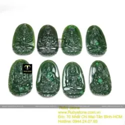 Phật bản mệnh ngọc bích Canada xanh đậm, kích thước 37mm - Ảnh 5
