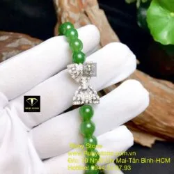 Vòng cổ ngọc bích Canada xanh lá 8 ly (54 hạt) - Ảnh 3