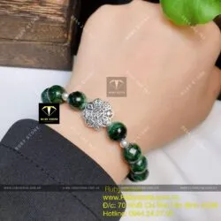 Vòng chuỗi Cẩm thạch sơn thuỷ Myanmar mix charm bạc - Ảnh 2