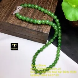 Vòng cổ ngọc bích Canada xanh lá 8 ly (54 hạt) - Ảnh 7
