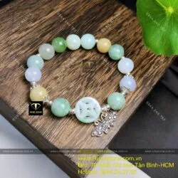 Vòng tay ngọc Cẩm thạch tứ quý mix charm bạc - Hình ảnh 6