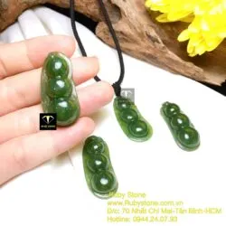 Mặt dây chuyền trái đậu ngọc bích Canada, KT 36,8mm - Ảnh 4