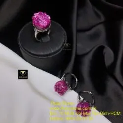 Nhẫn bạc hoa mẫu đơn Ruby Nam Phi - Ảnh 3