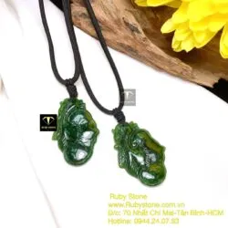 Ngọc bội như ý ngọc bích Canada xanh đậm, KT 35mm - Hình ảnh 3