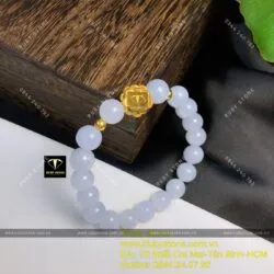 Vòng chuỗi Cẩm thạch tử la lan, mix charm vàng liên hoa 24k - Hình ảnh 2