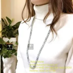 Vòng cổ cẩm thạch phiêu lam hoa 108 hạt - Ảnh 6