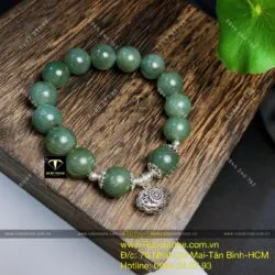 Vòng tay ngọc Cẩm thạch dầu mix charm bạc - Ảnh 7
