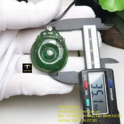Mặt dây chuyền như ý Ngọc bích Canada xanh đậm, KT 36mm - Ảnh 4
