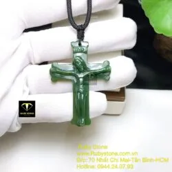 Thánh giá ngọc bích chạm tay tinh xảo, KT 50mm - Ảnh 6