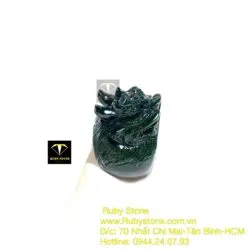 Nhẫn đầu rồng ngọc Cẩm thạch xanh đen - Hình ảnh 4
