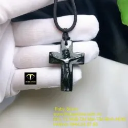 Mặt dây chuyền Thánh giá ngọc Cẩm thạch, kích thước 40mm - Ảnh 4