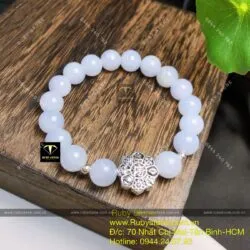 Vòng chuỗi Cẩm thạch tử la lan mix charm bạc - Ảnh 2