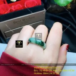 Nhẫn ngọc Cẩm thạch sơn thuỷ kính (jadeite A) - Ảnh 2