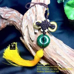 Móc treo xe đồng điếu bình an ngọc bích Canada Móc treo xe đồng điếu bình an ngọc bích Canada