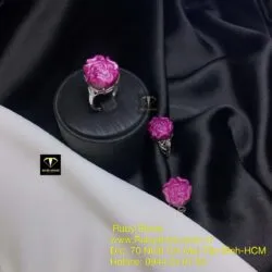 Nhẫn bạc hoa mẫu đơn Ruby Nam Phi - Ảnh 4