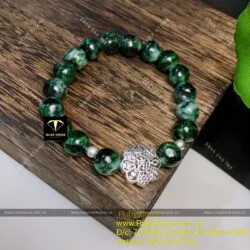 Vòng chuỗi Cẩm thạch sơn thuỷ Myanmar mix charm bạc - Ảnh 5