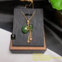 Mặt dây chuyền túi tiền Ngọc bích, vàng 10k - Hình ảnh 7