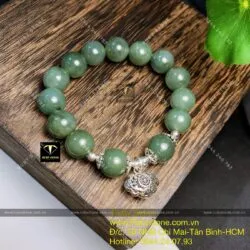 Vòng tay ngọc Cẩm thạch dầu mix charm bạc - Ảnh 6