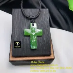 Mặt dây chuyền thánh giá Ngọc bích chạm tay, kích thước 37mm - Ảnh 8