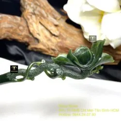 Trâm cài tóc liên hoa ngọc bích chạm tay tinh xảo - Ảnh 6