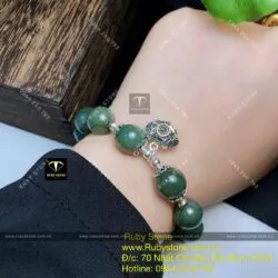Vòng tay ngọc Cẩm thạch dầu mix charm bạc - Ảnh 4