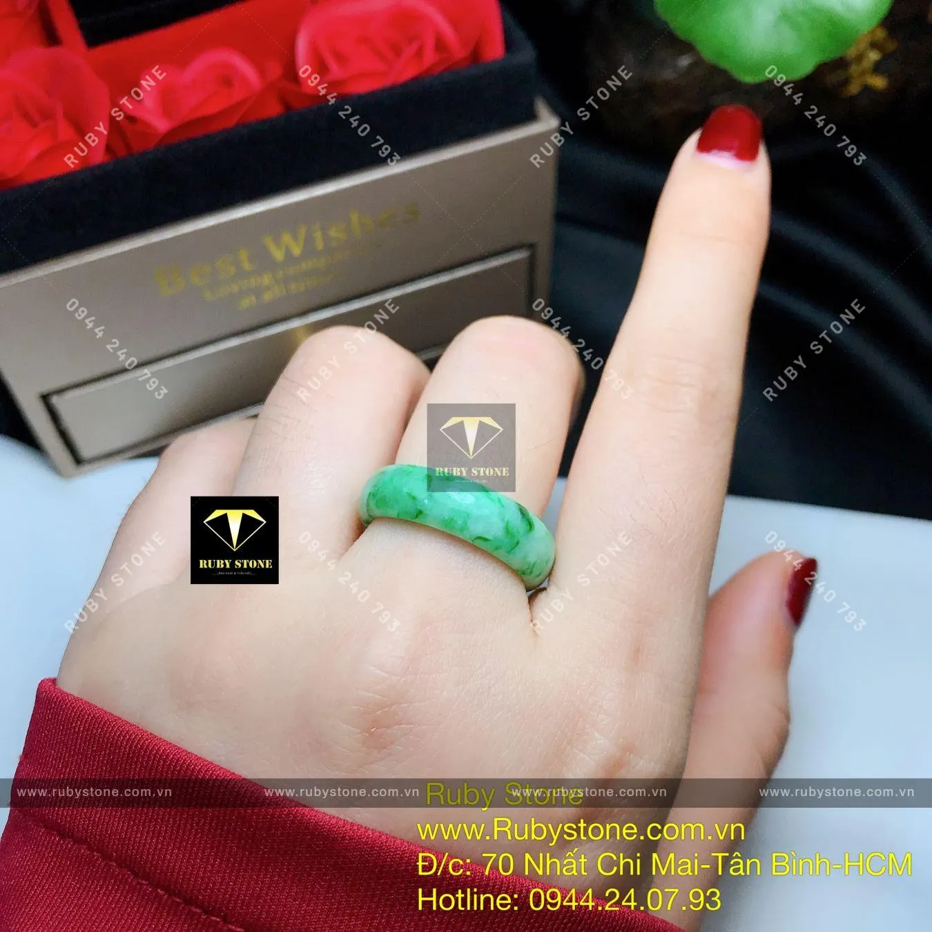 Nhẫn ngọc Cẩm thạch sơn thuỷ (jadeite A) Nhẫn ngọc Cẩm thạch sơn thuỷ (jadeite A) - Ảnh 2