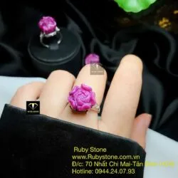 Nhẫn bạc hoa mẫu đơn Ruby Nam Phi - Ảnh 4