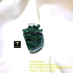 Nhẫn đầu rồng ngọc Cẩm thạch xanh đen - Hình ảnh 8