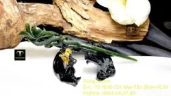 Trâm cài tóc liên hoa ngọc bích chạm tay tinh xảo - Ảnh 4