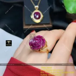 Nhẫn hoa hồng Ruby Nam Phi, vàng 18k - Hình ảnh 6