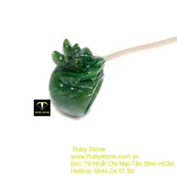Nhẫn đầu rồng ngọc bích Canada xanh lý đậm tạc tinh xảo - Ảnh 8